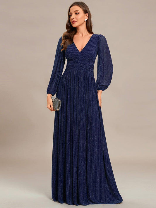 ever BRYM|Sparkle Long Sleeve Wedding Guest Dress with A-line Silhouette