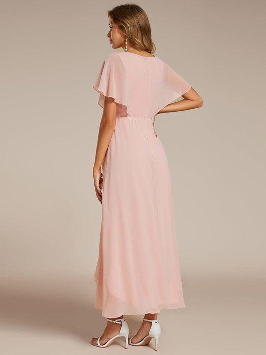 ever LILAS|Waist Applique A-Line Chiffon V-Neck Evening Dress(Final Sale)