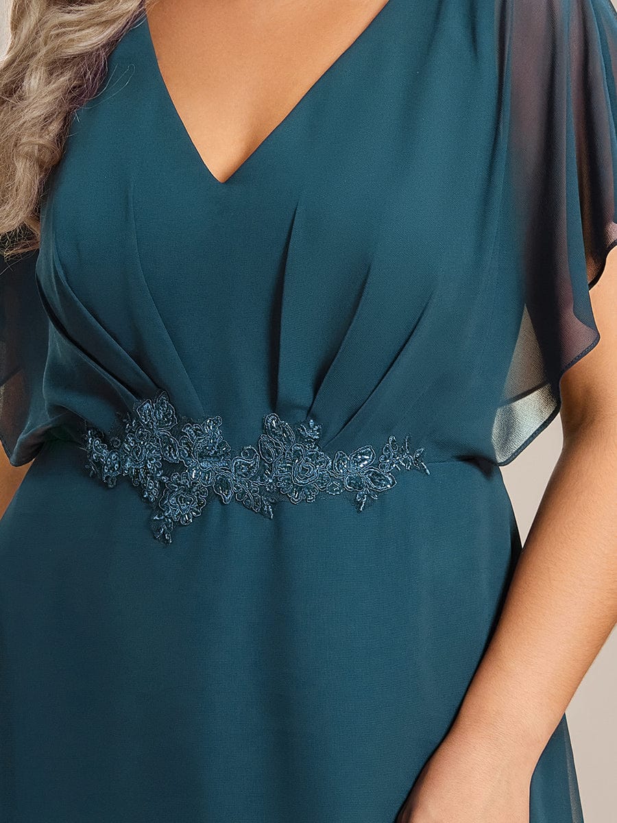 ever LILAS|Waist Applique A-Line Chiffon V-Neck Evening Dress(Final Sale)