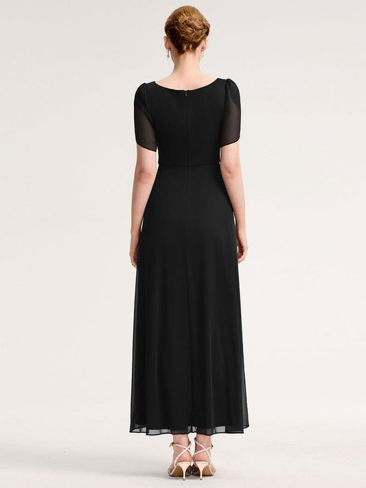 ever NOAH|Rhinestone Embellished Chiffon Ruffle Sleeve Evening Dress (Final Sale)