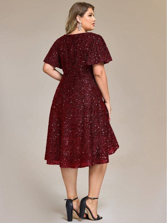 ever CALISTEA|Sequin Ruffles Sleeve Midi Evening Dress