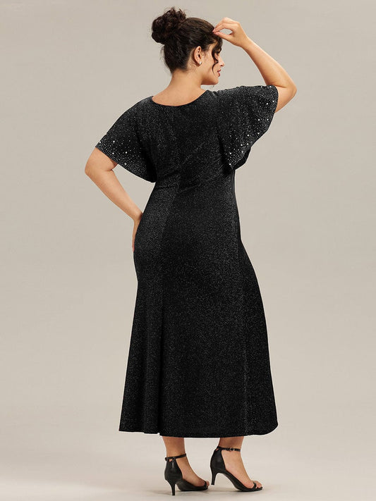 ever FATE|Plus Size Beaded Knit Evening Dress