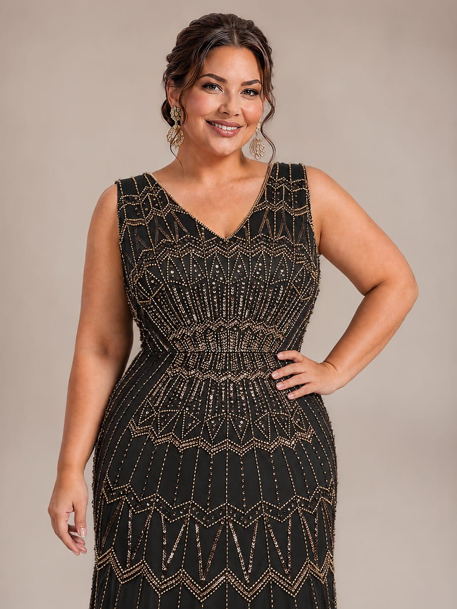 Beaded Sequin Mermaid Evening Dress