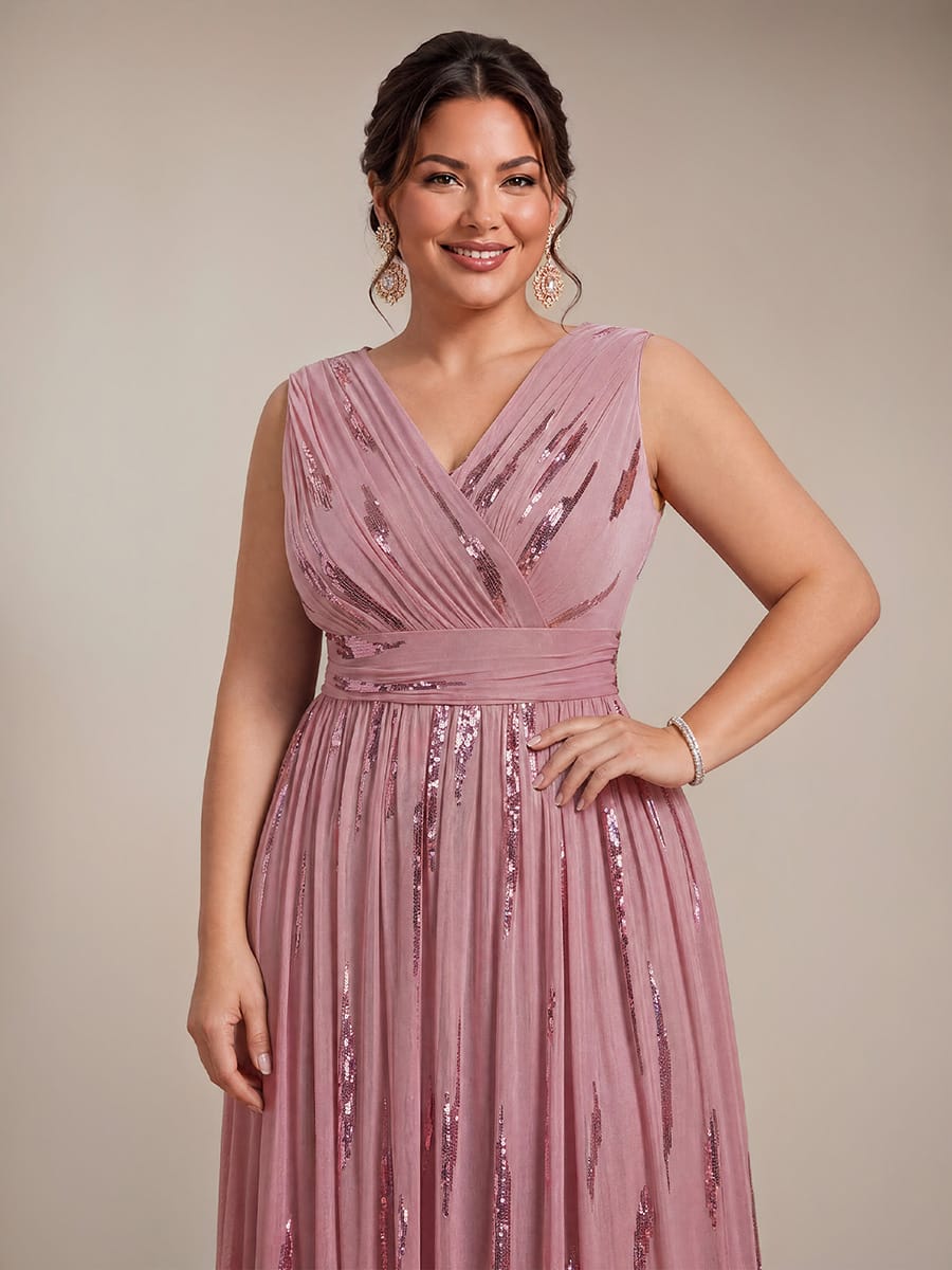 Draped Sequin Tulle Sleeveless Maxi Dress