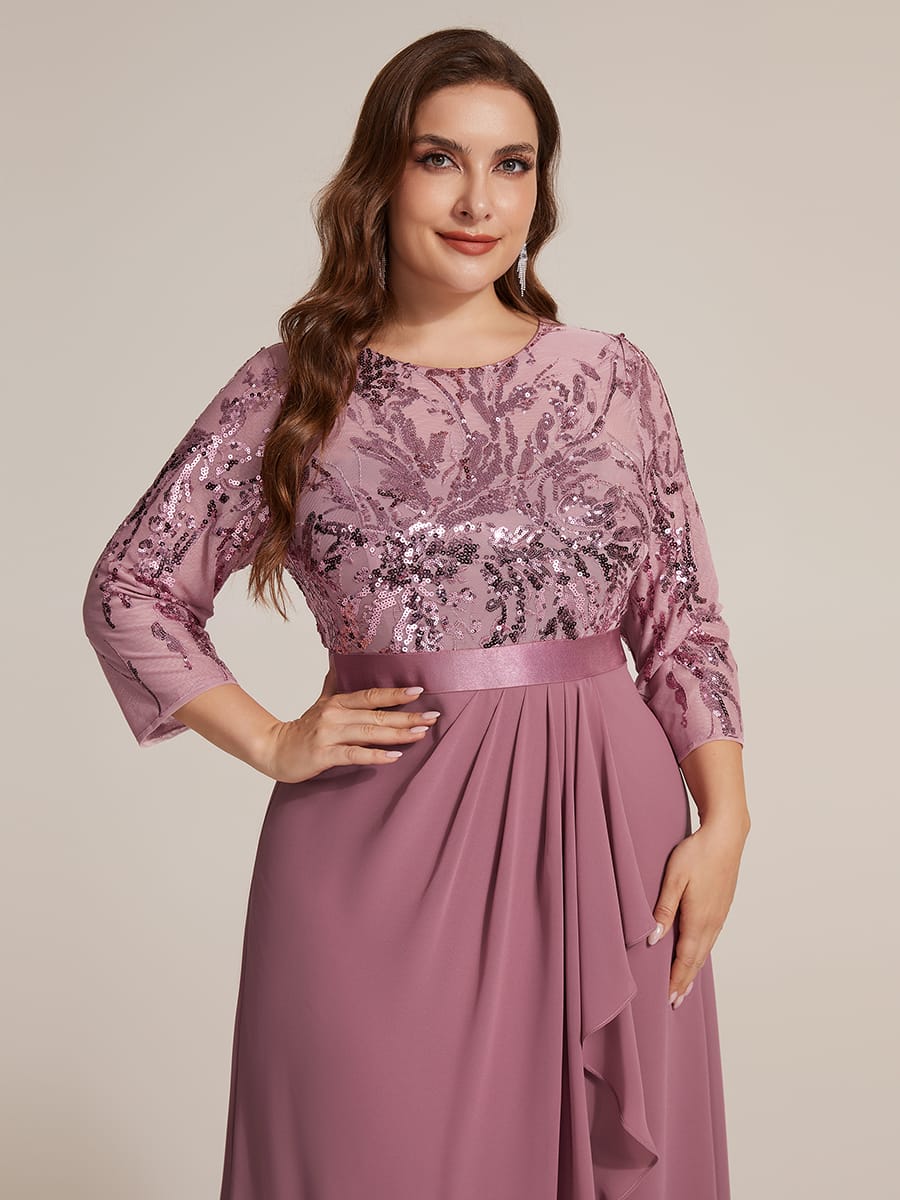 Sequin Ruffle A-Line Chiffon Dress