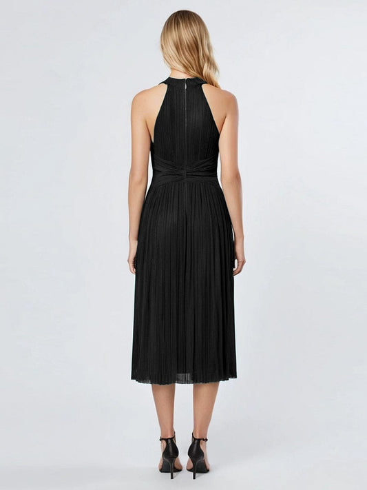 ever VAYLA|Halter Glitter Mesh Midi Evening Dress