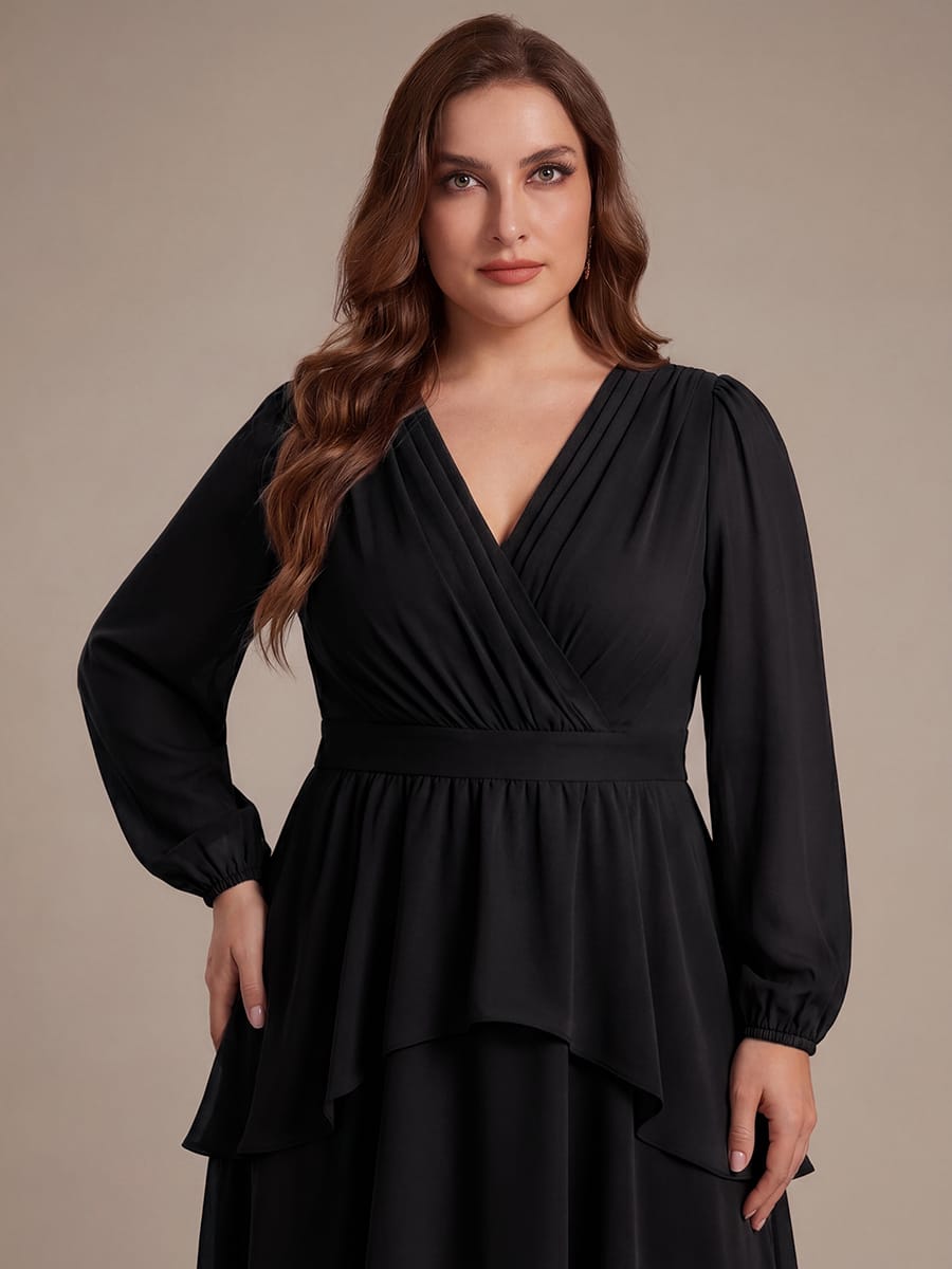Chiffon Long Sleeve High Low Dress