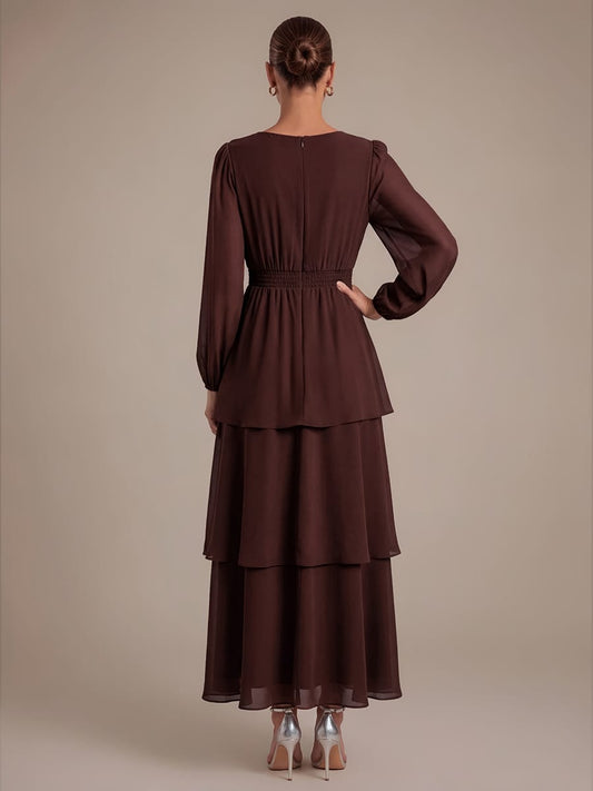 Chiffon Long Sleeve High Low Dress