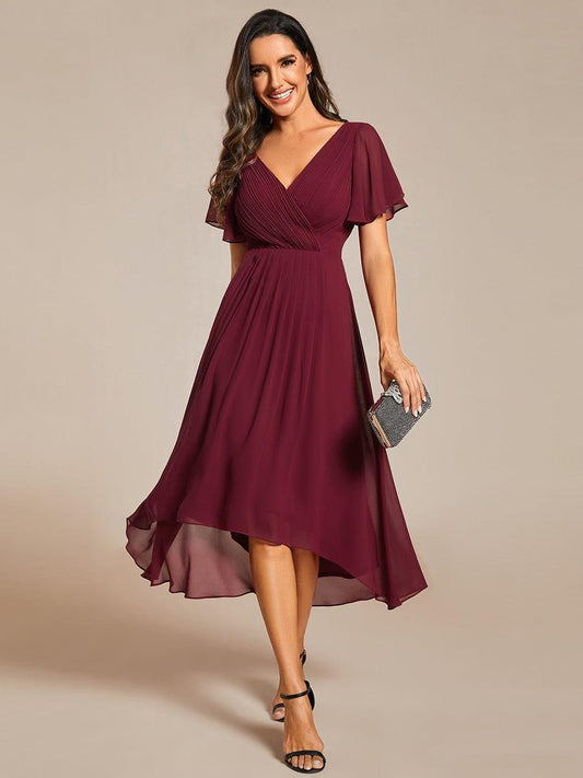 ever FAYE|Chic V Neck High-Low Evening Dress