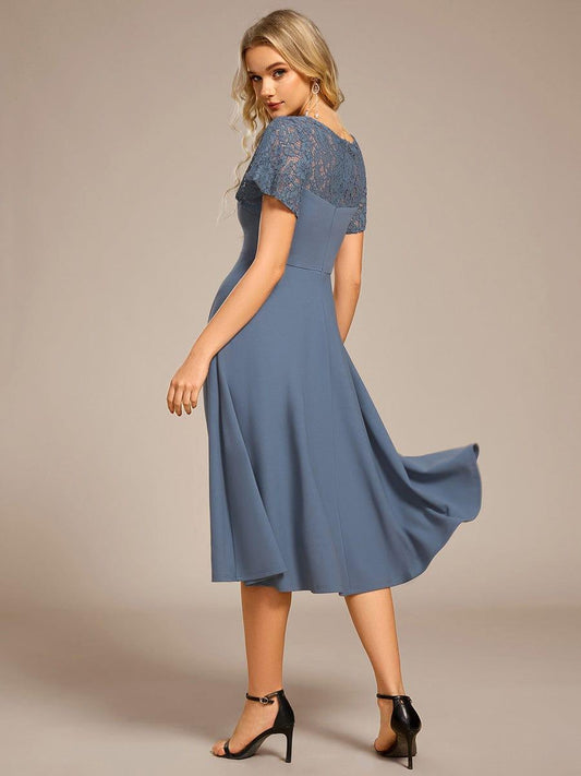 ever EVIE|Hollow Out Midi Wedding Guest Dress With Pockets