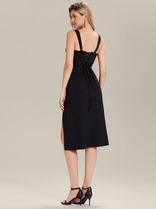 ever JACIE|Glitter Ruched Knit Midi Wedding Guest Dress