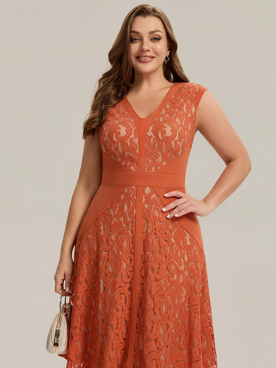 ever TOVE|See-through Lace Cap Sleeve Dress