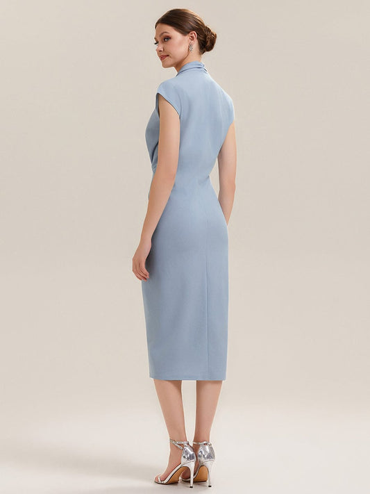 Deep V-Neck Knit Drop Shoulder Sleeve Dress (Final Sale)