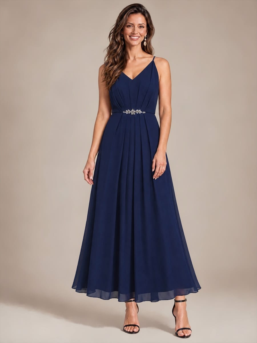 Embellished Sleeveless Chiffon Wedding Guest Dress