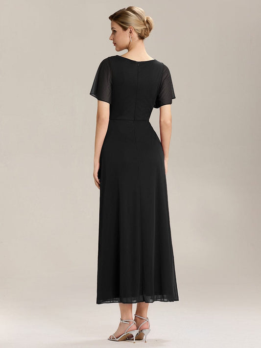 ever MARIEL|Rhinestone Embellished Chiffon Ruffle Sleeve Wedding Guest Dresses