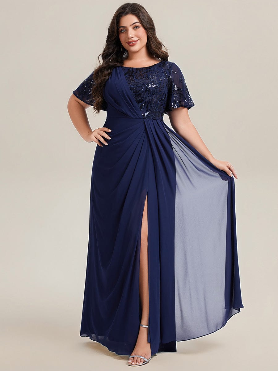pretty GALE|Plus Size Flowing Ribbons Chiffon Dress