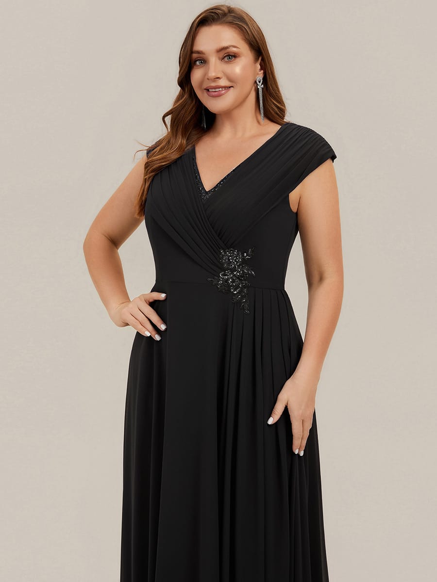Floral Applique Chiffon A Line Maxi Dress