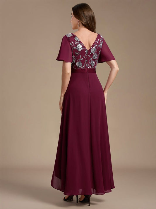 Sequin Chiffon Mother of the Bride Maxi Dress