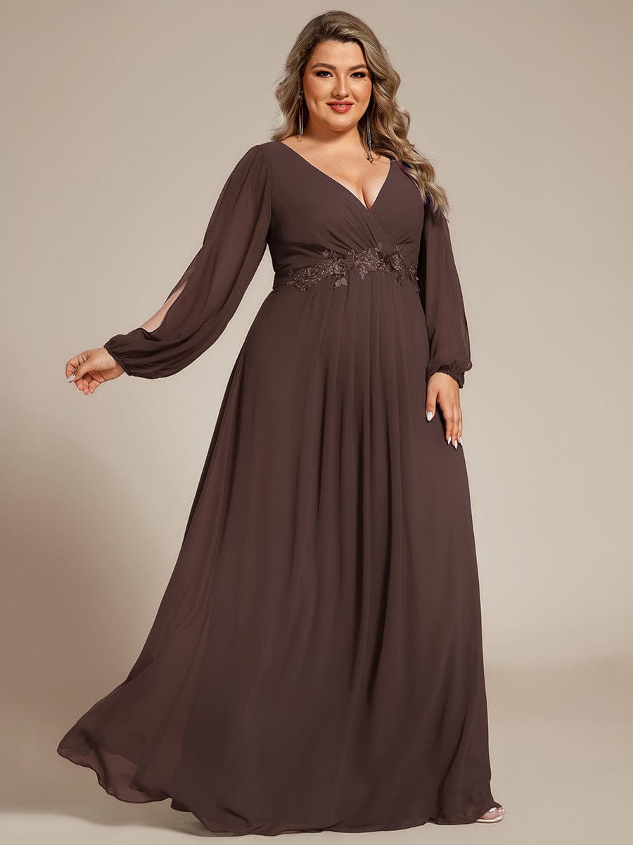 ever AMOUR|Lantern Long Slit Sleeve Maxi Mother of The Bride Dress