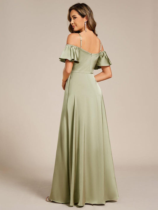 ever AUBREE|Off Shoulder Maxi Satin Bridesmaid Dress