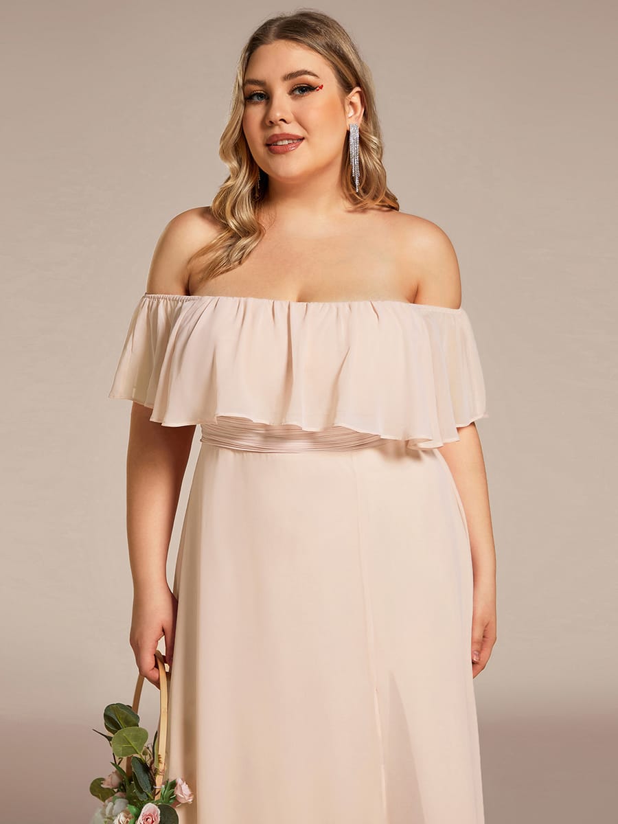 ever ÉMILE|Women's Off-The-Shoulder Ruffle Thigh Split Wedding Guest Dresses (Final Sale)
