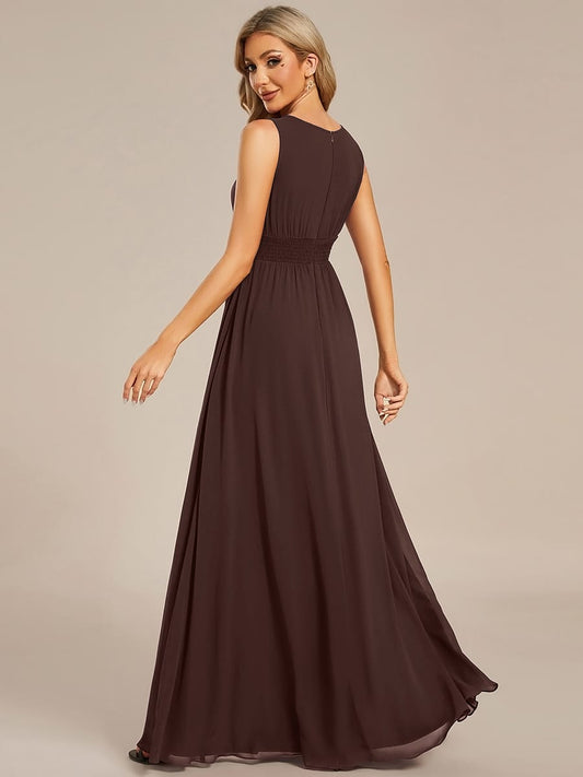 ever KALIA|A-Line Chiffon Round Neckline Evening Dress with Sleeveless and Pleats
