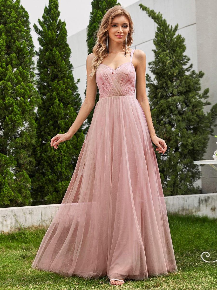 ever LOGAN|Sleeveless Paillette Tulle Dress with Cross-Back Straps In Pink