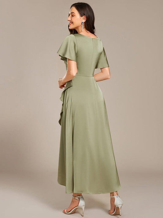 ever WYNTER|Elegant A-Line Satin Ruched High-Low Bridesmaid Dress