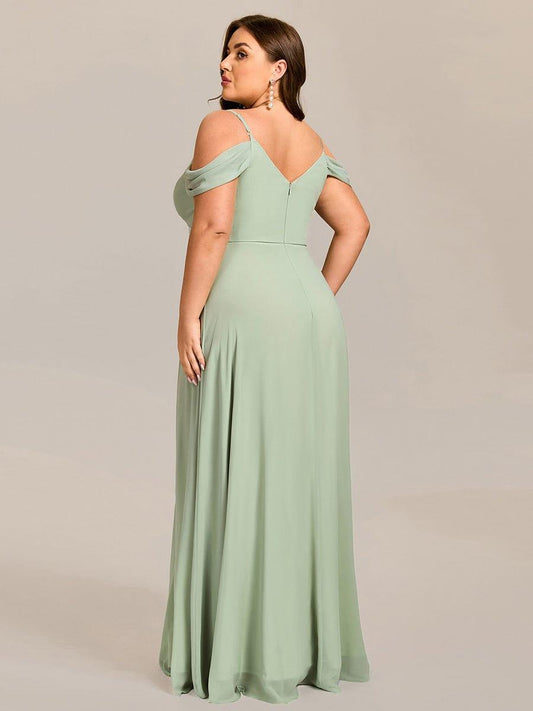 pretty LIANNE|Plus Size Multiway A-Line Off the Shoulder Chiffon Maxi Bridesmaid Dress