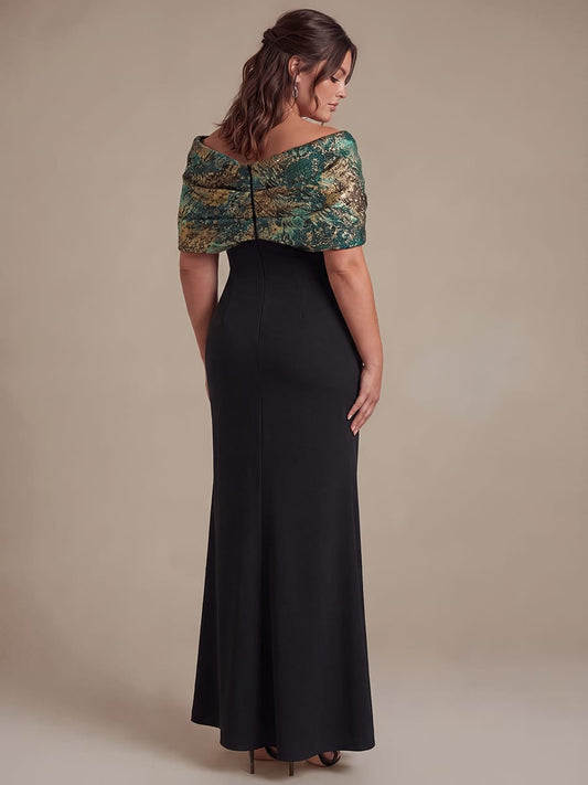 Plus Size Knot Detail Bodycon Jacquard Maxi Dress