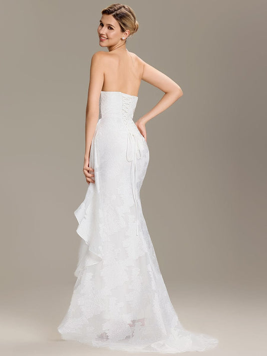 Strapless Fishtail Jacquard Wedding Dress