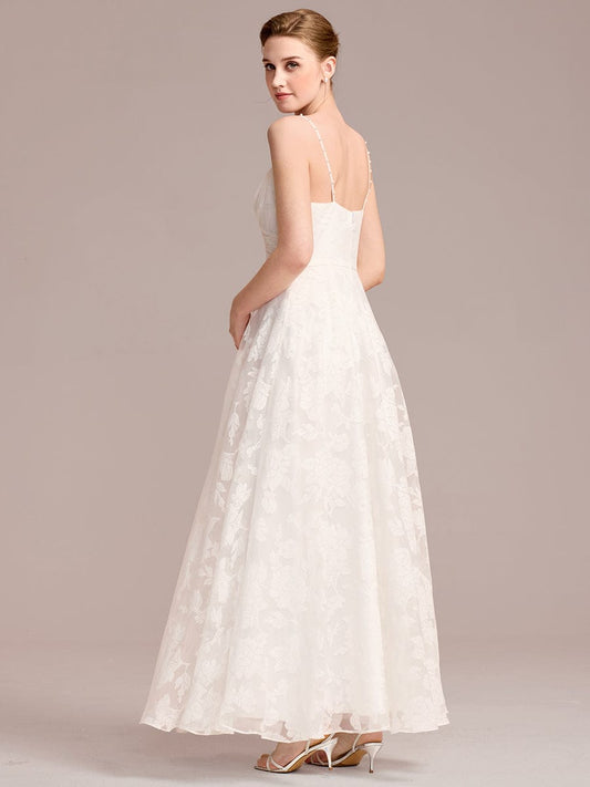 Spaghetti Strap Sweetheart Floral Wedding Dress