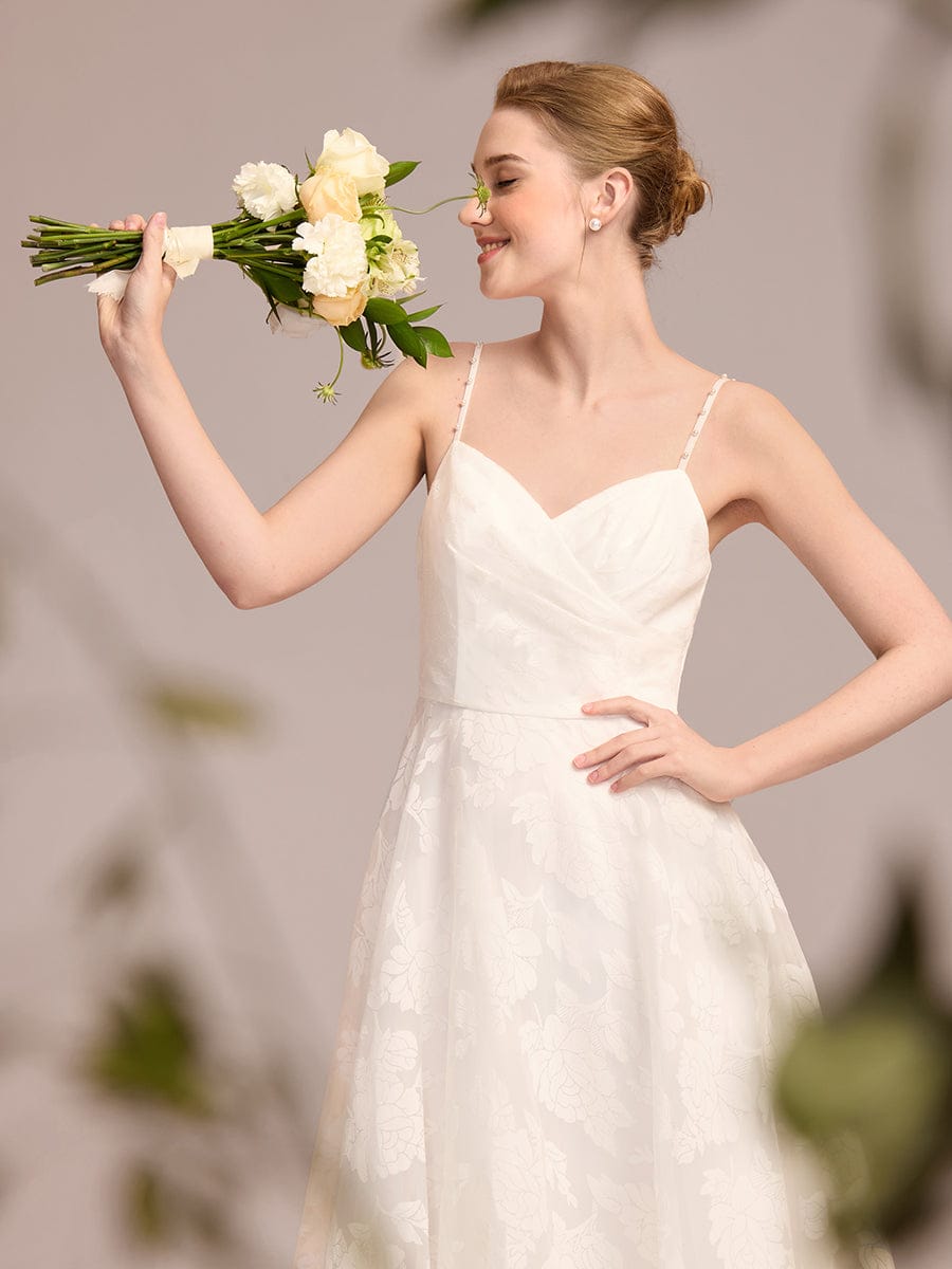 Spaghetti Strap Sweetheart Floral Wedding Dress