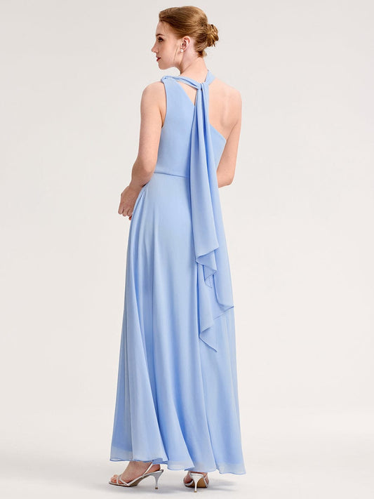 One Shoulder Bridesmaid Dress with Thigh-High Slit