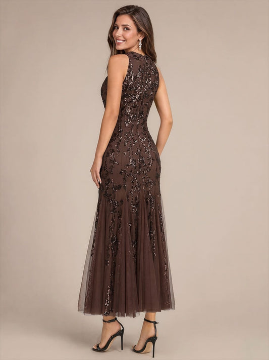 Halter Neck Sequin Cocktail Party Dress