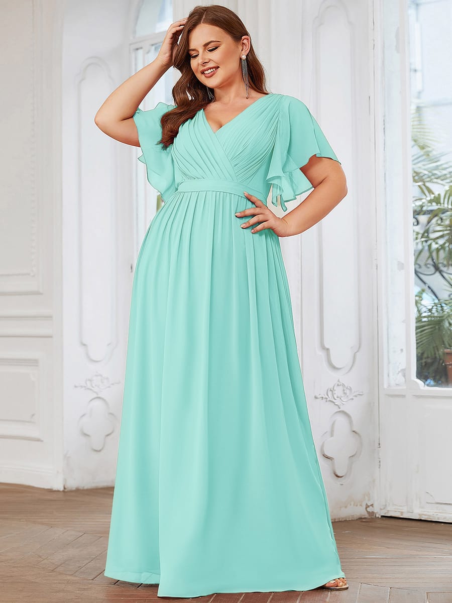 ever LEORA|A-Line Pleated Chiffon Tie-Waist Bridesmaid Dress