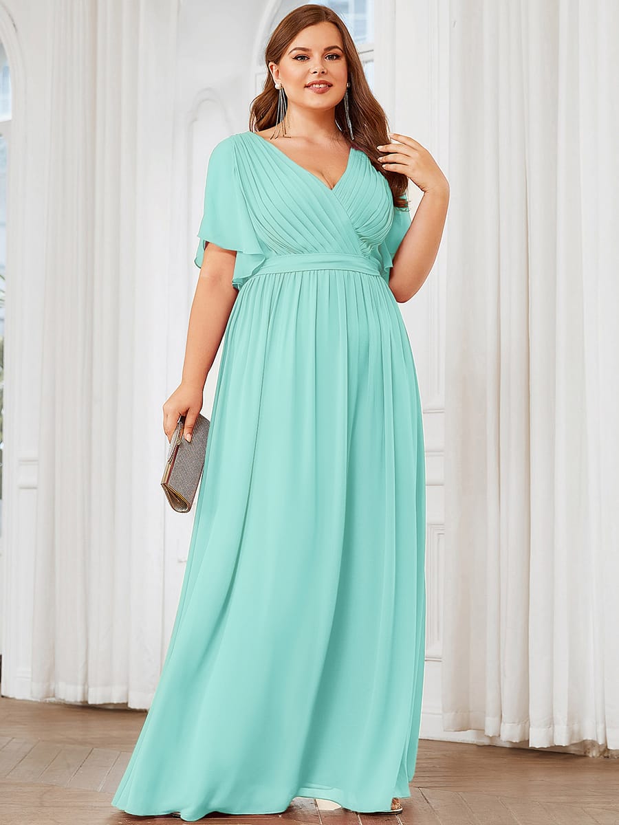 ever LEORA|A-Line Pleated Chiffon Tie-Waist Bridesmaid Dress