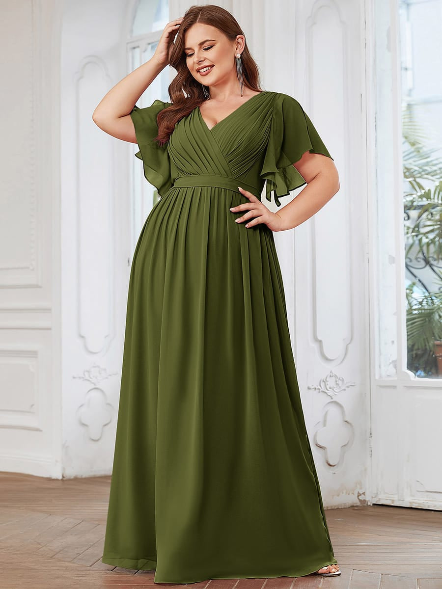 ever LEORA|A-Line Pleated Chiffon Tie-Waist Bridesmaid Dress