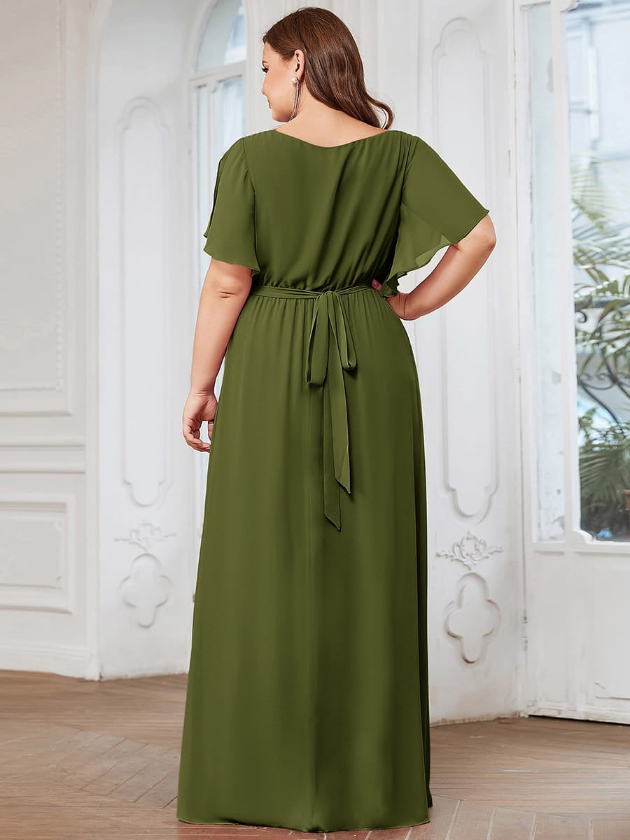 ever LEORA|A-Line Pleated Chiffon Tie-Waist Bridesmaid Dress