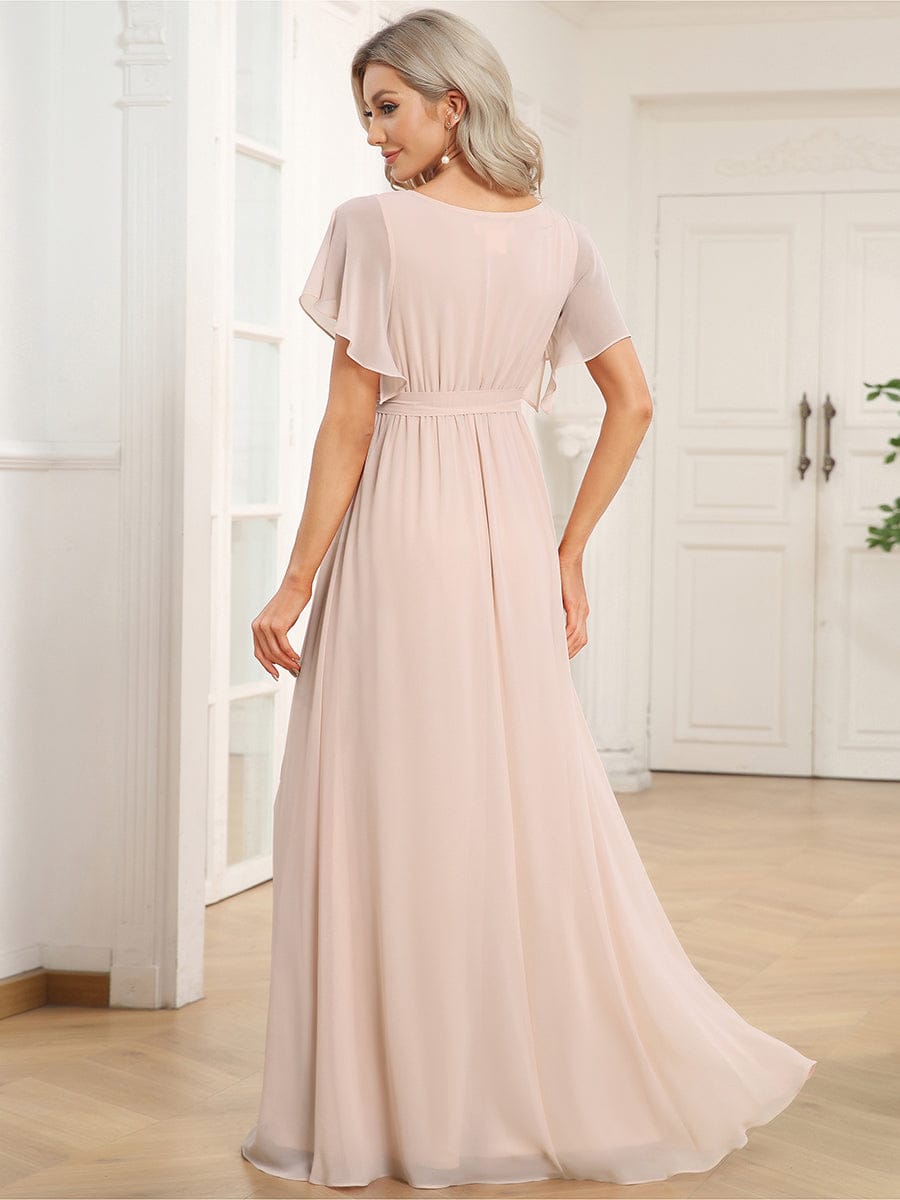 ever LEORA|A-Line Pleated Chiffon Tie-Waist Bridesmaid Dress