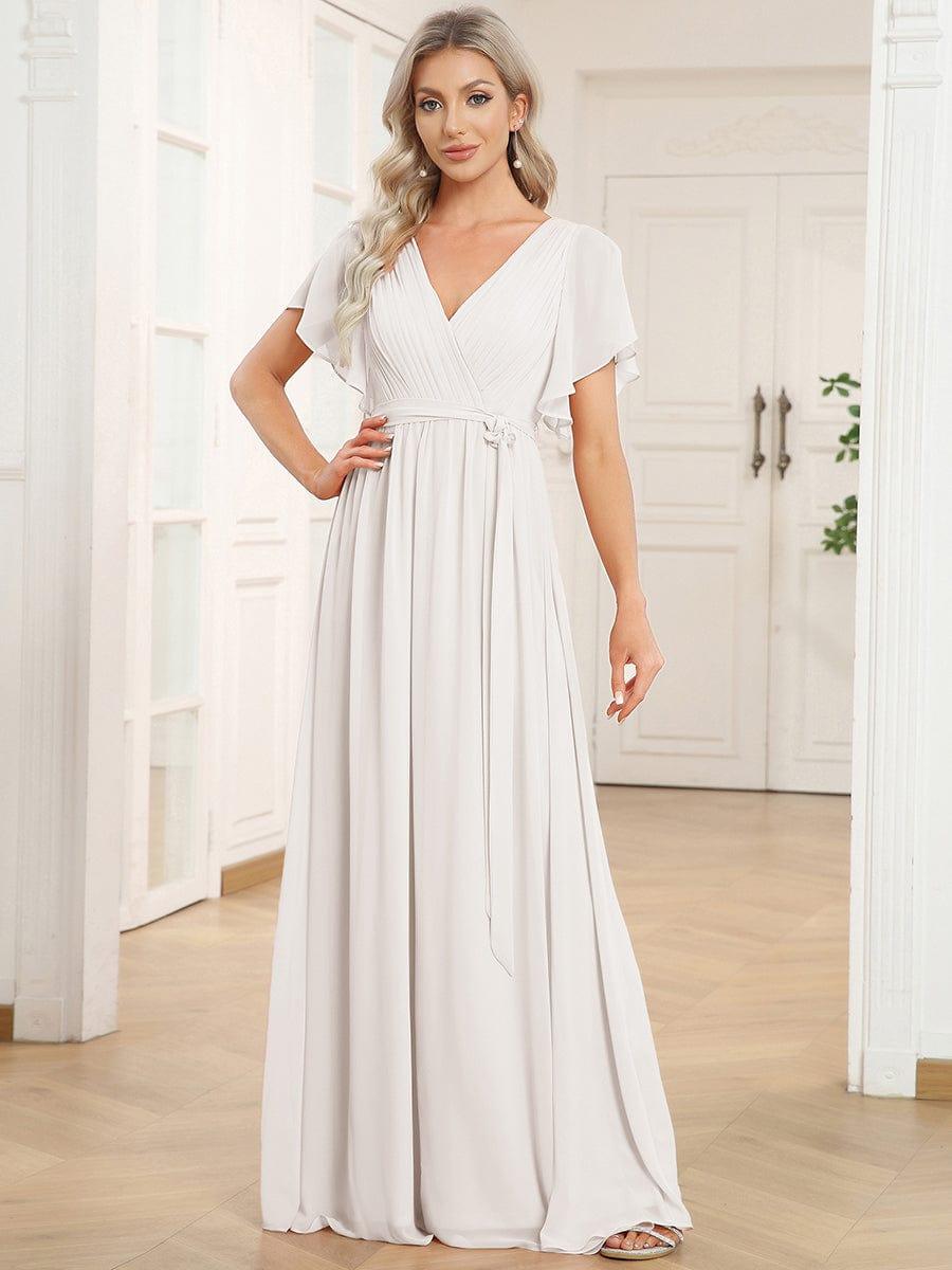 ever LEORA|A-Line Pleated Chiffon Tie-Waist Bridesmaid Dress