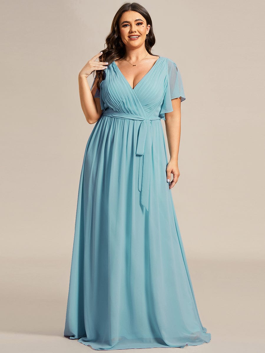 ever LEORA|A-Line Pleated Chiffon Tie-Waist Bridesmaid Dress