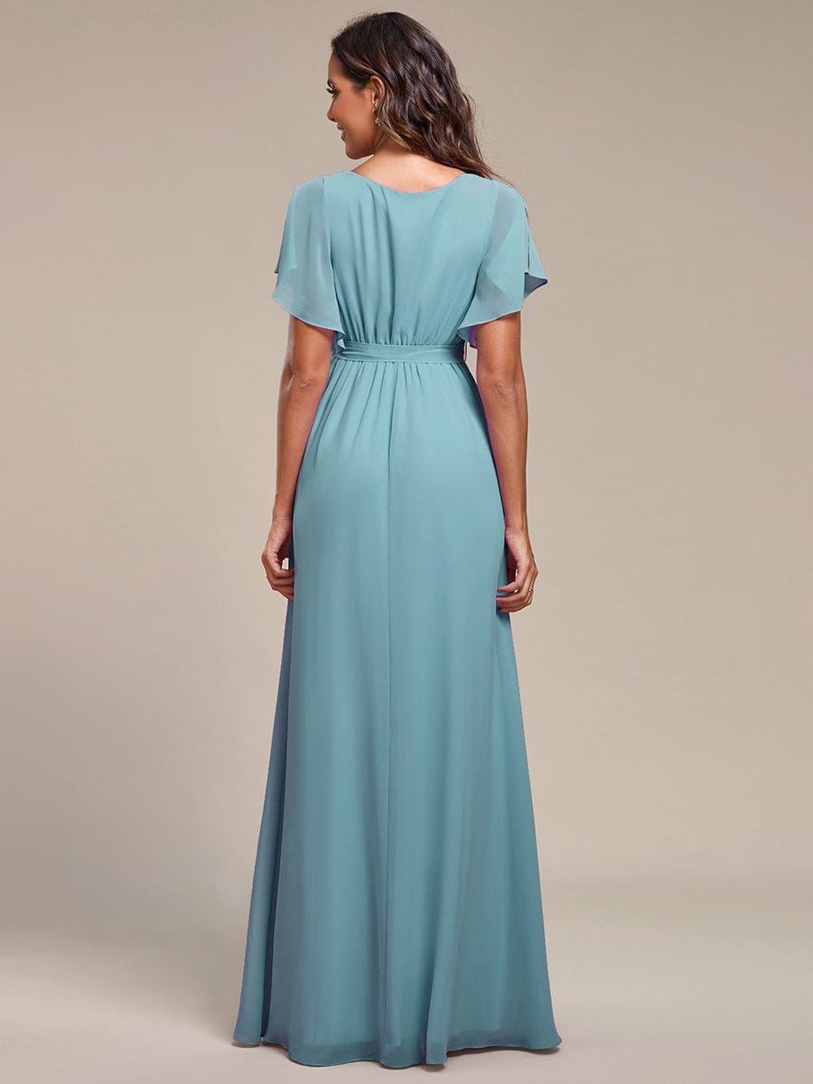 ever LEORA|A-Line Pleated Chiffon Tie-Waist Bridesmaid Dress