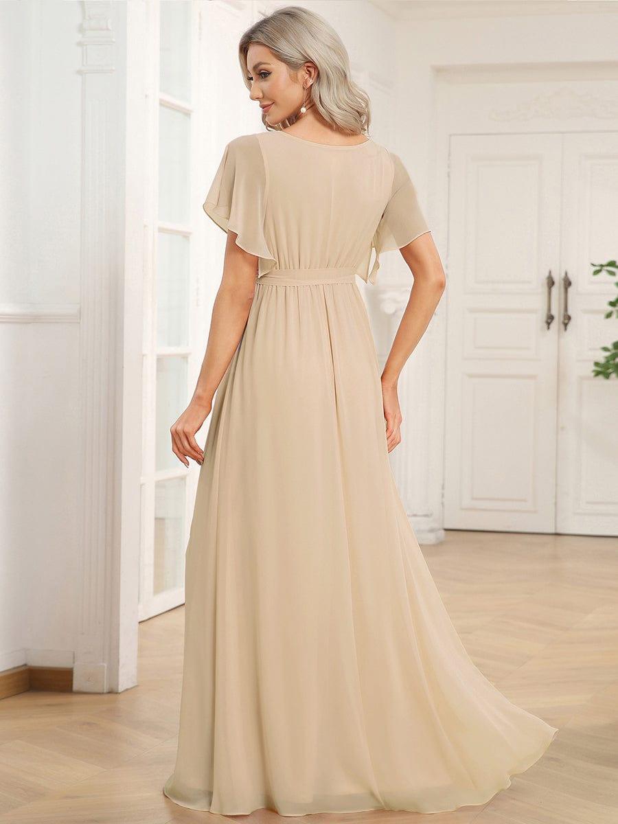 ever LEORA|A-Line Pleated Chiffon Tie-Waist Bridesmaid Dress