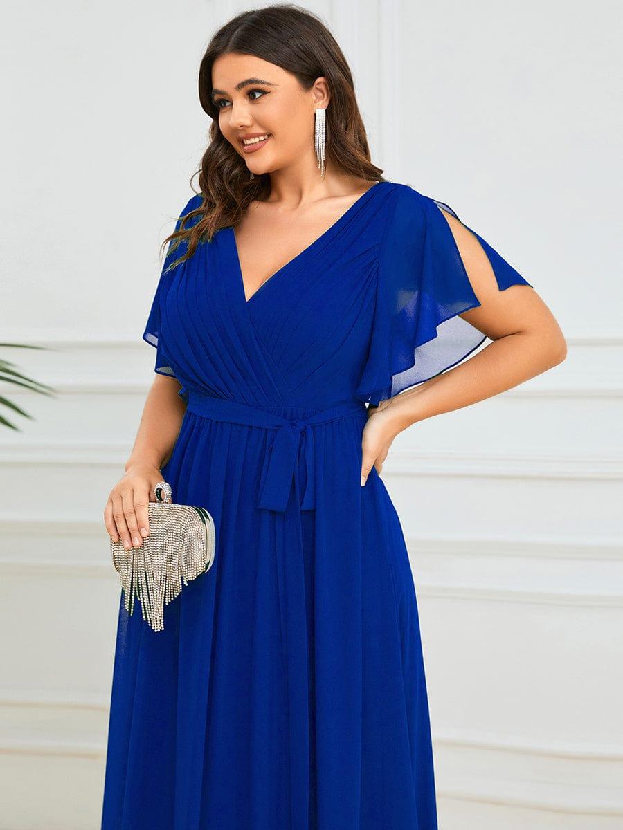 ever LEORA|A-Line Pleated Chiffon Tie-Waist Bridesmaid Dress