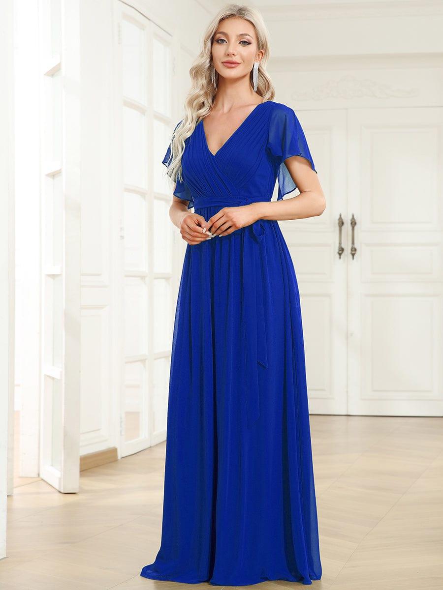 ever LEORA|A-Line Pleated Chiffon Tie-Waist Bridesmaid Dress