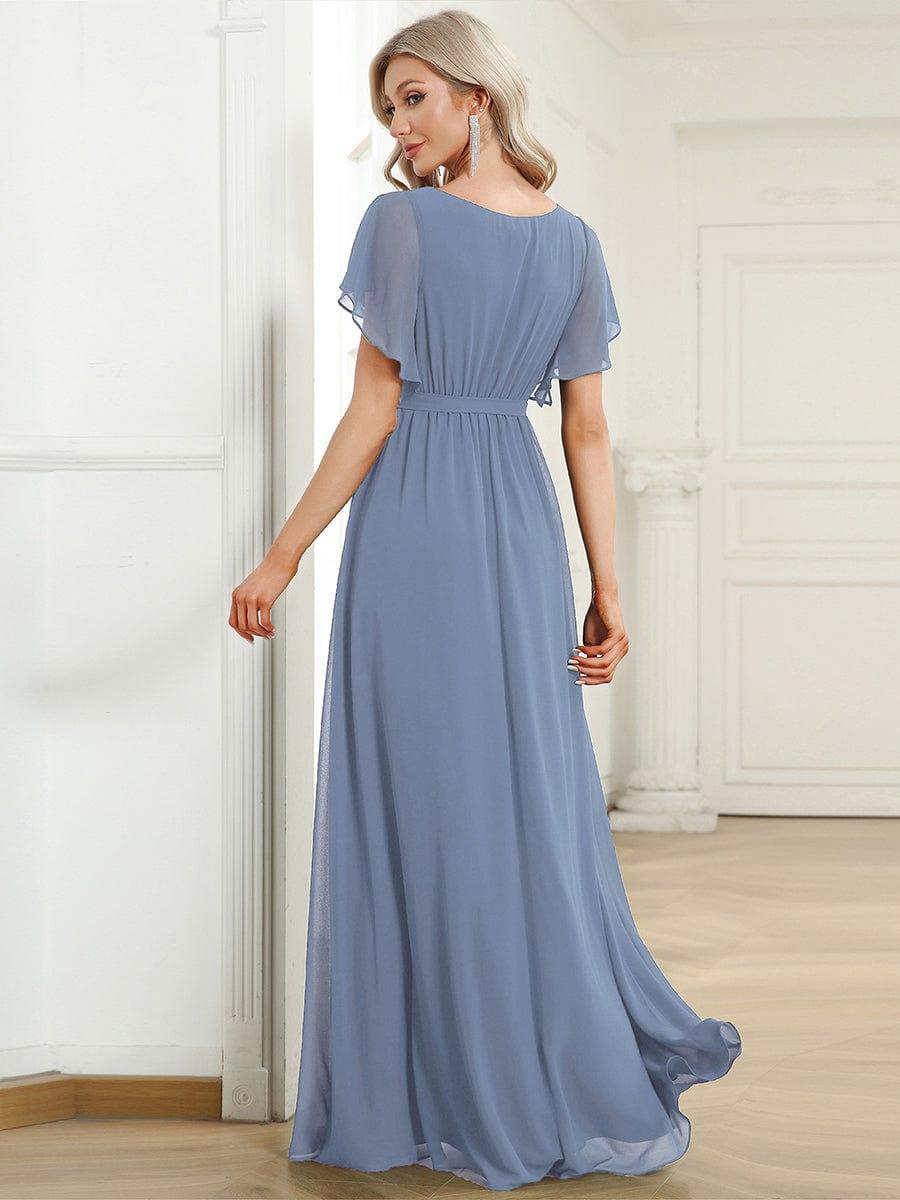 ever LEORA|A-Line Pleated Chiffon Tie-Waist Bridesmaid Dress