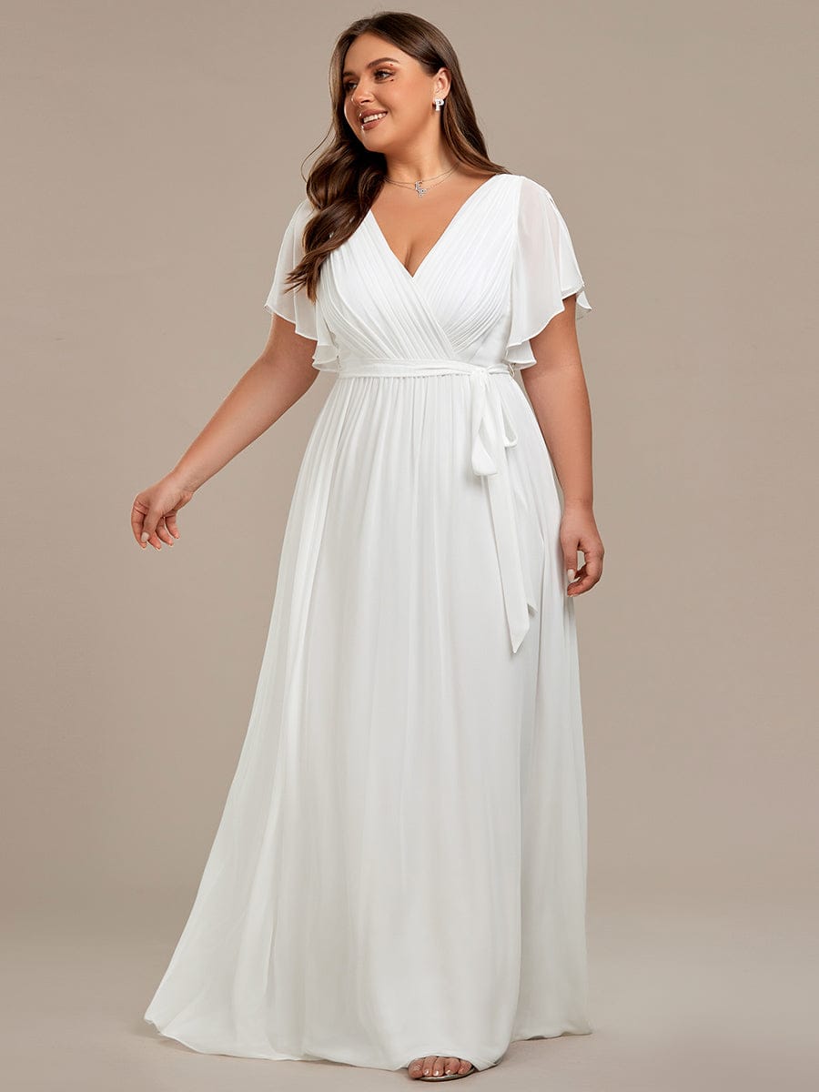 ever LEORA|A-Line Pleated Chiffon Tie-Waist Bridesmaid Dress