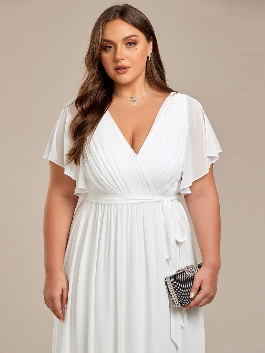 ever LEORA|A-Line Pleated Chiffon Tie-Waist Bridesmaid Dress