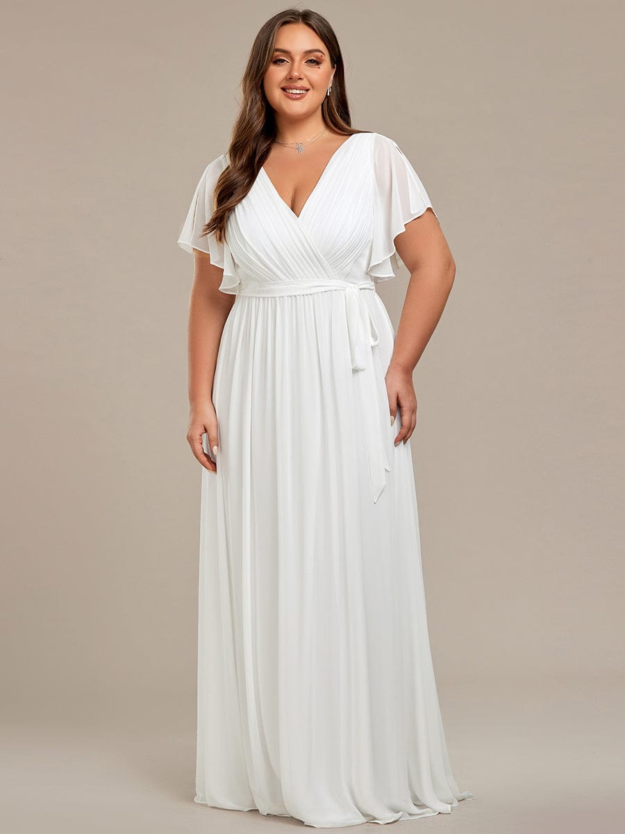 ever LEORA|A-Line Pleated Chiffon Tie-Waist Bridesmaid Dress